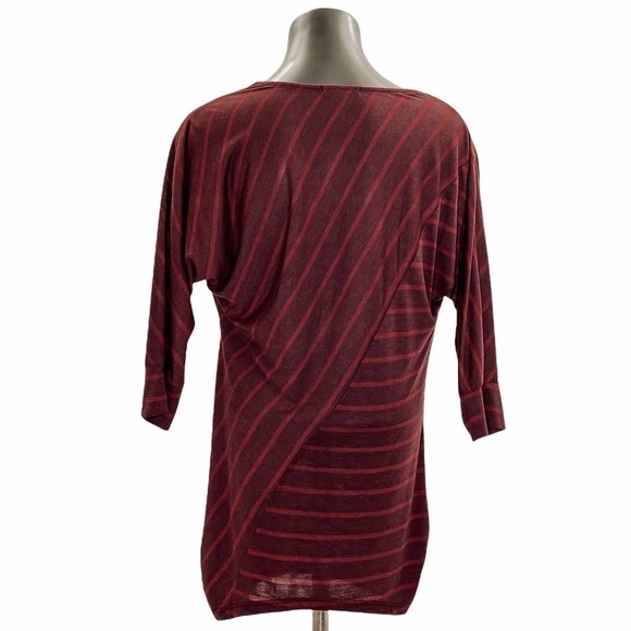 MAI Tai Red Burgundy Striped Cowl Neck Blouse - Picture 2 of 12